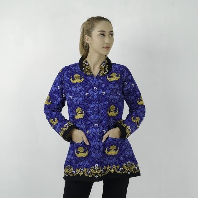 Seragam Katun Wanita Batik KORPRI Korpri Biru Dinas PNS Panjang