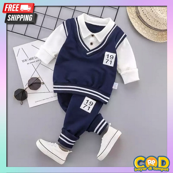 Pakean Anaj Pria Satu Stel Terbaru Wanset Kekinian 1 Set Kid`S Daily Setelan Baju Detelan Casual Mur