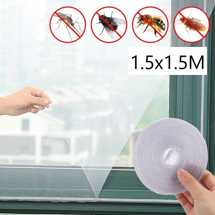 Jaring Nyamuk Jendela Kasa Polyester dengan Hook-and-loop fastener Perekat kain sistem kait pengikat