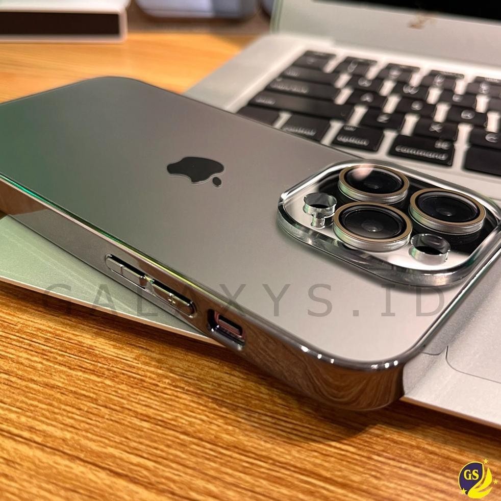 AKSESORIS - LUXURY TITANIUM GREY Premium Pro Luxury Tempered Glass Case With Camera Lens Protection 