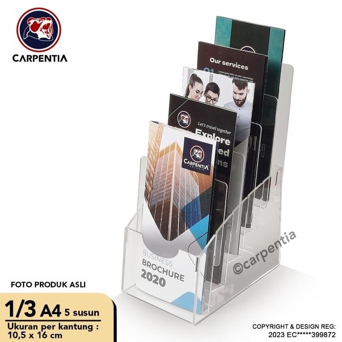 

Tempat Brosur Akrilik 5 Tingkat [ 1/3 A4 - A6 ] Display Tipe E 5 Susun Kualitas Premium