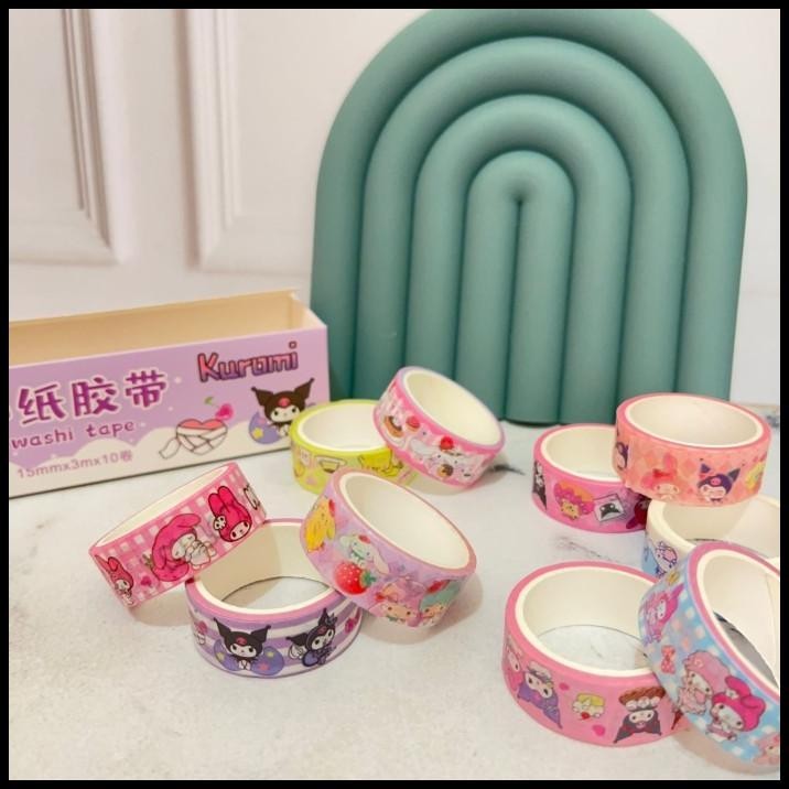 

DISKON WASHI TAPE SANRIO 1SET ISI 10 ROLL MIX VARIANT KUROMI MELODY TERMURAH !!!!!!!