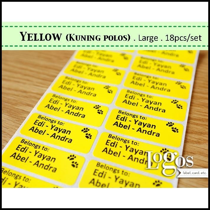 

BEST DEAL YELLOW LARGE. STIKER LABEL NAMA WATERPROOF STIKER NAMA ANAK POLOS CUTE