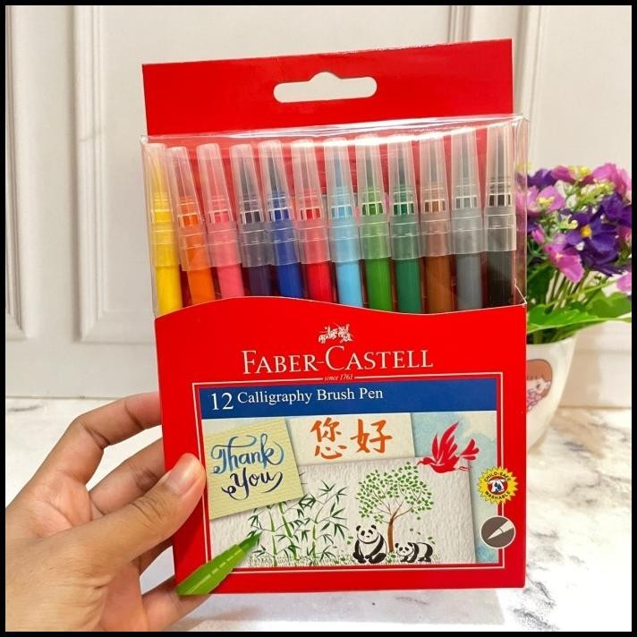 

HOT DEAL BRUSH PEN FABER CASTELL CALIGRAPHY 1 SET ISI 12 PCS WARNA BEST QUALITY