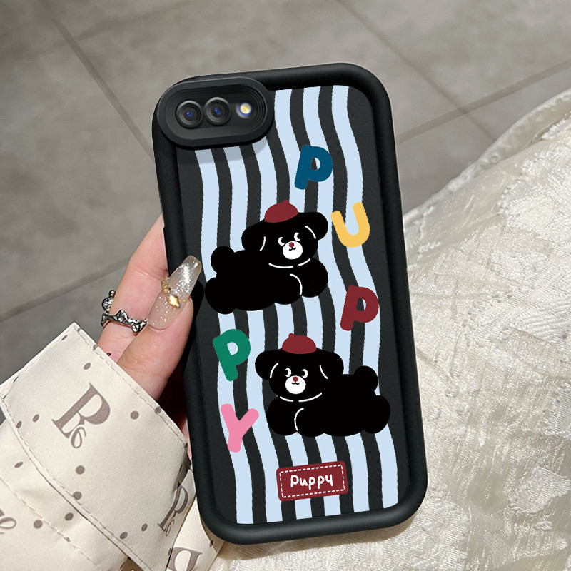 Casing Hp OPPO A5 A3s A12E Realme C1 Case Kartun Casing HP polaanjing hitam kecil  Cesing Silikon lu