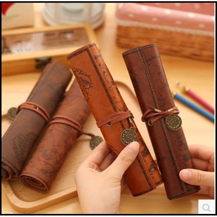 

BEST DEAL KOTAK PENSIL GULUNG EDISI PETA HARTA KARUN BAHAN KANVAS KULIT SK0082 !!!