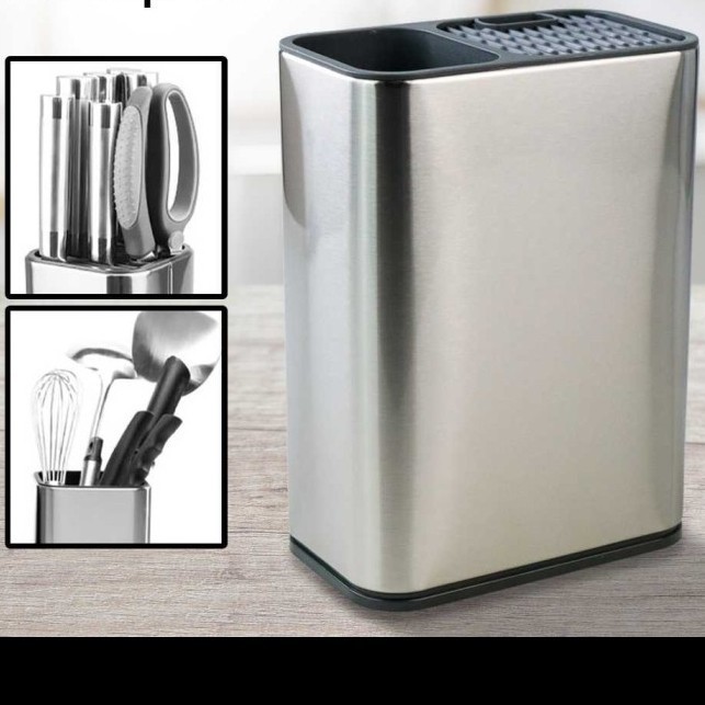 Holder Rak Slot Tempat Pisau Dapur Spatula Sutil Stainless Steel
