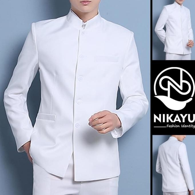 Blazer KIYOSHI WHITE - Jas Pria SLIMFIT SHOP Baju Pakaian koko putih