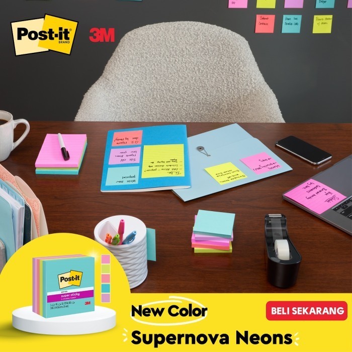 

3M Post-It Super Sticky Notes Supernova Neons, Memo Tempel