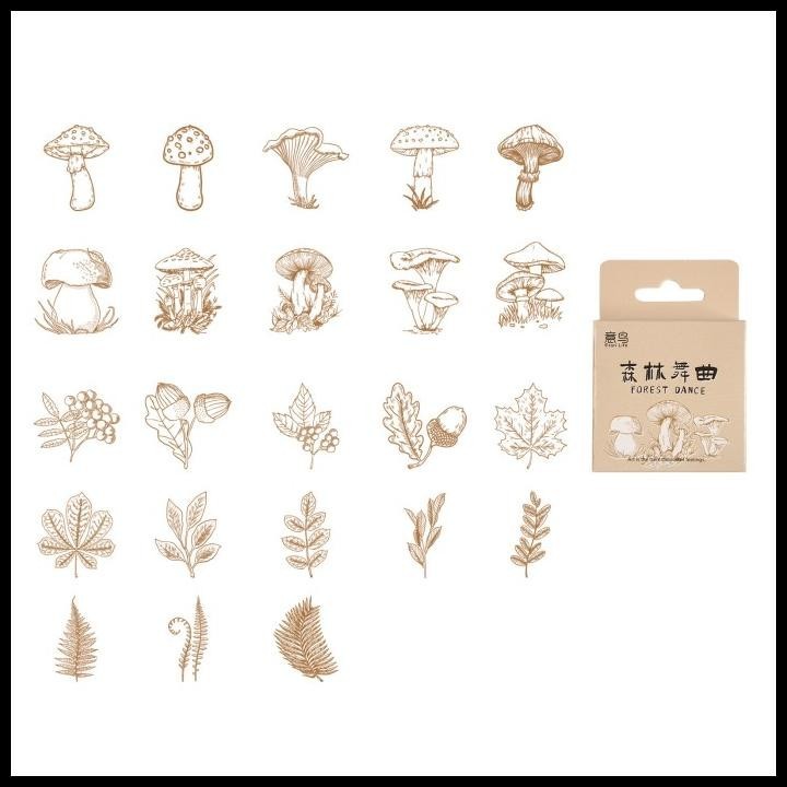 

HOT DEAL STICKER PACK ISI 46 LEMBAR FOREST MUSHROOM SCRAPBOOK VINTAGE JOURNAL
