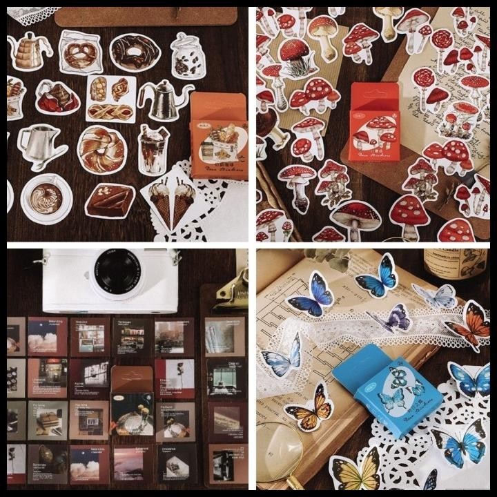 

HOT DEAL 46 LEMBAR STICKER BOX SCRAPBOOK VINTAGE STYLE AESTHETIC STIKER DIY