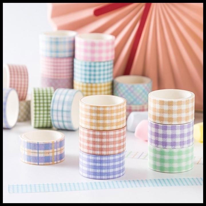 

DISKON 4 PCS WASHI TAPE/ PACK MASKING TAPE PLAID PATTERN MACARON PASTEL COLOR