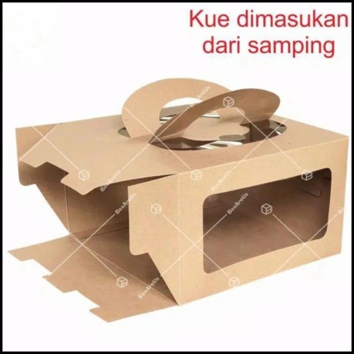 

DISKON BOX KUE TART DUS MIKA PACKAGING KUE ULANG TAHUN KOTAK GAGANG COKLAT !