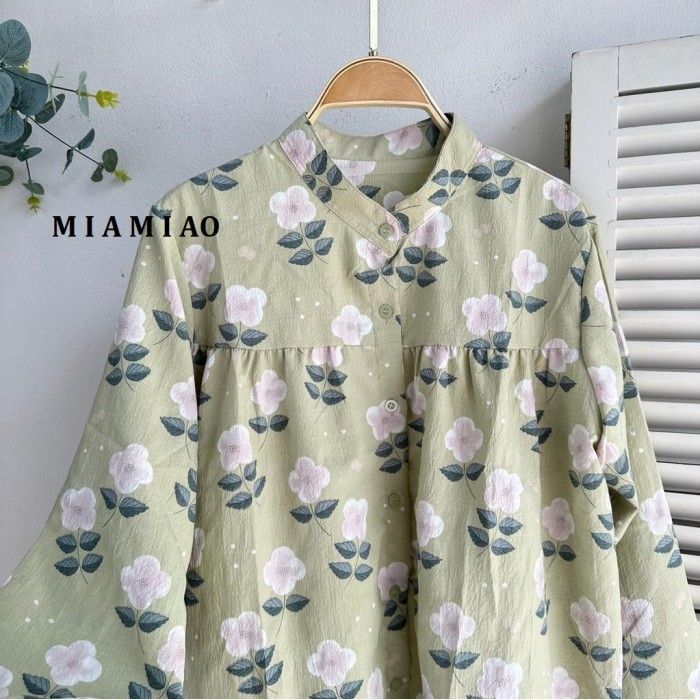 Blouse Crinkle Motif Bunga Jisoo Blouse Crinkle