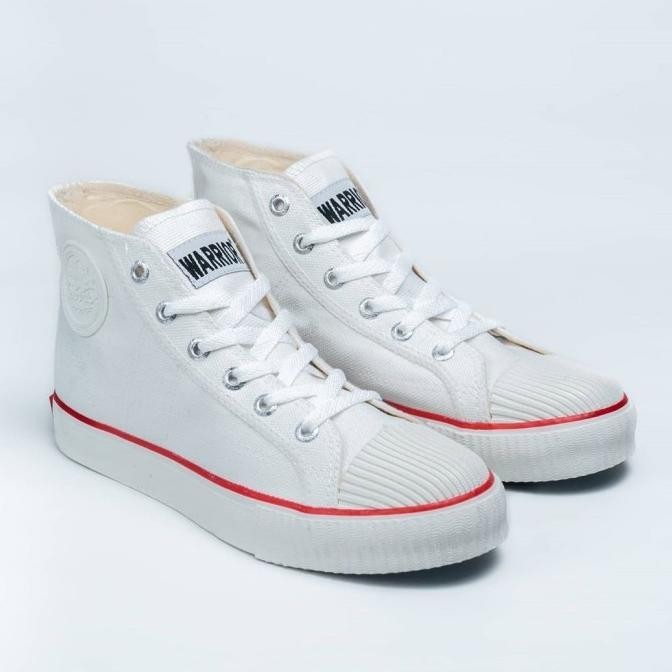 Sepatu Warrior Classic High Cut White / Sneakers Putih Pria Wanita Original