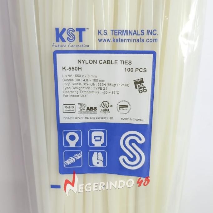 

Kst Kabel Tis 450 550 X 7.6 Cable Tie Ties Taiwan / Pengikat Kabel Premium Murah Baru