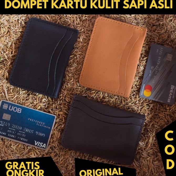 

Dompet Kartu Pria Wanita Kulit Asli Card Wallet Holder Simpel Leather Premium Murah Baru