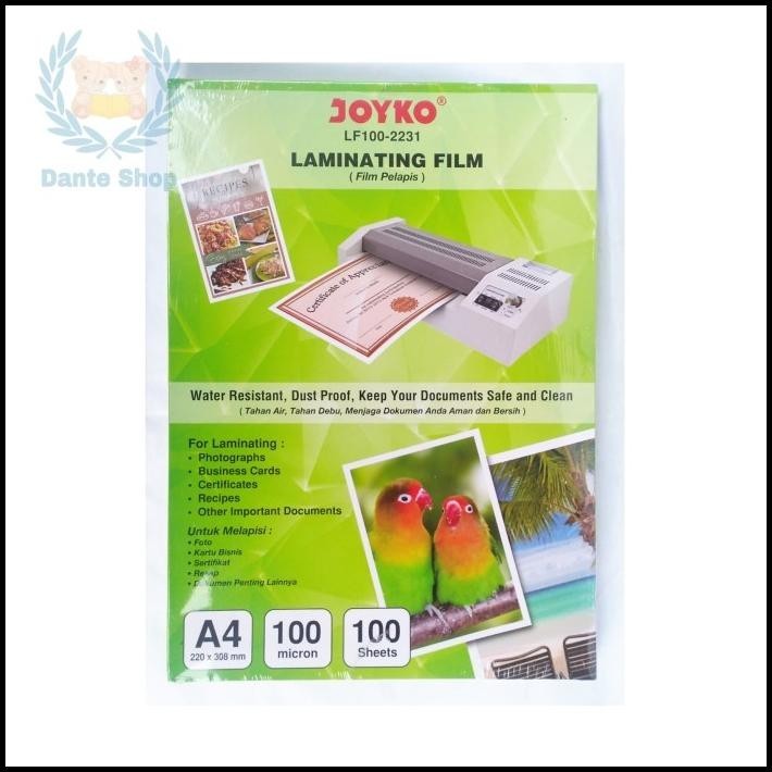 

TERMURAH LAMINATING FILM JOYKO A4 100MICRON 1 PAK !!!!