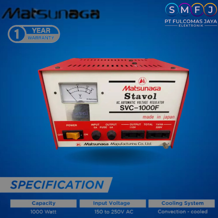 0beng Stabilizer 1000 Watt Stavol Matsunaga SVC-1000F Original GARANSI RESMI