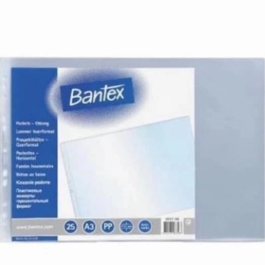 

Pp Pocket/ Plastik Bantex 2037..A3 Landscape 0.12Mm Antiggare..25 Pcs Kualitas Premium