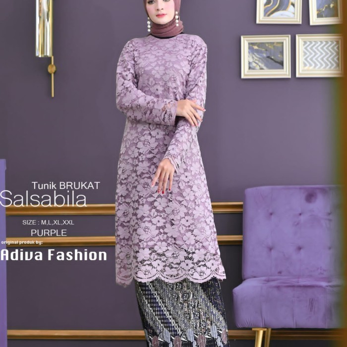 Atasan Kebaya Longcape Brokat Modern Hijau Wardah & Warna Lain