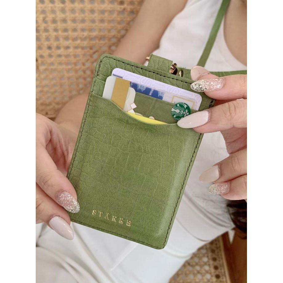 

Lanyard Kulit Asli Id Card Holder Starke Leather Fury Chital Green Kualitas Premium