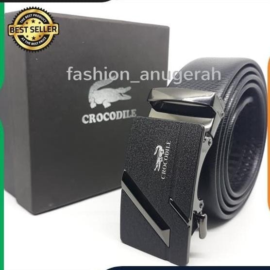 Ikat Pinggang Crocodile Model Rel Sabuk Belt Pria Kulit Asli Leather Livedia