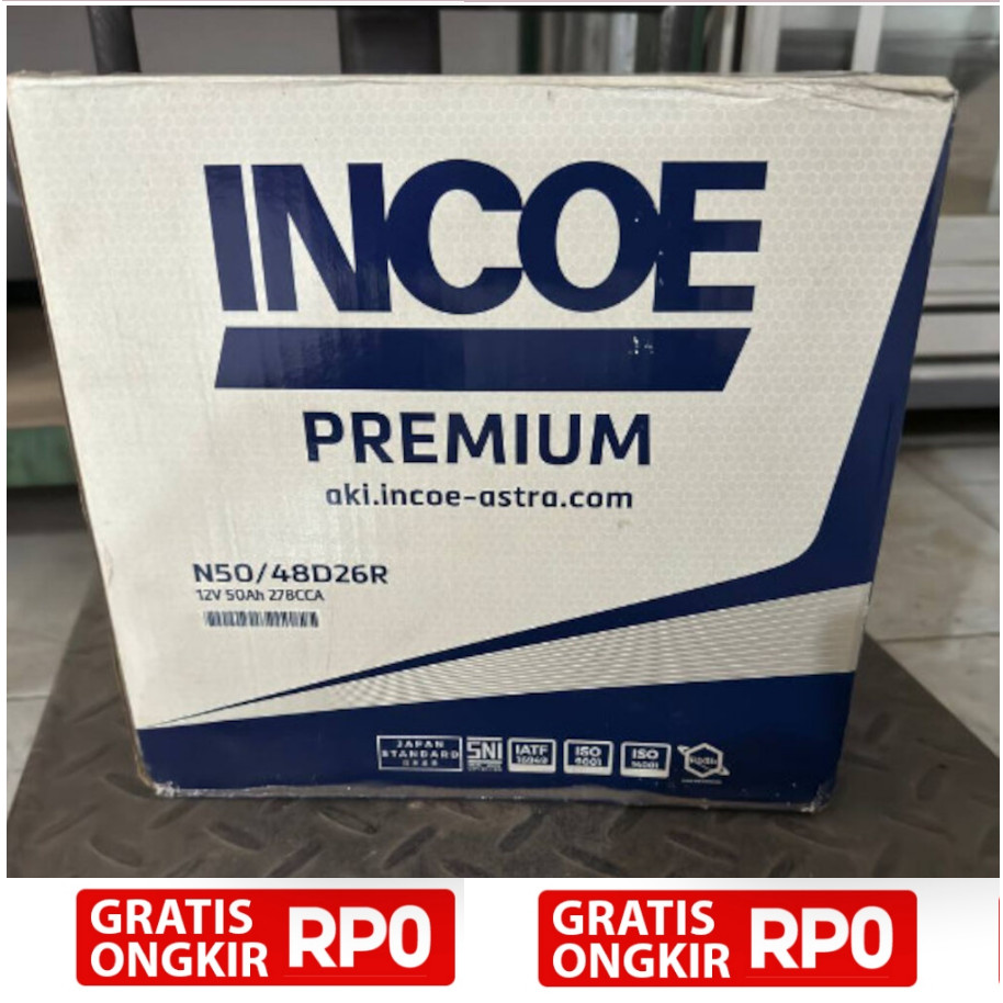 Aki Incoe Premium N50 Aki Mobil Asli Original 100%