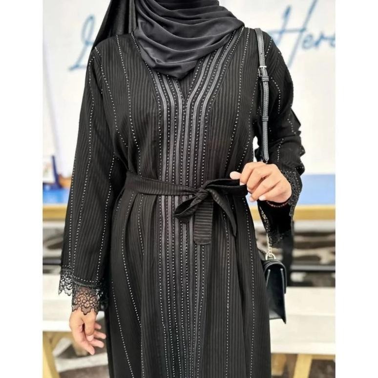 Gamis Abaya Remaja Dubai Sauda Hitam Dress Maxi Arab Saudi Simpel Elegan Gamis Abaya Remaja