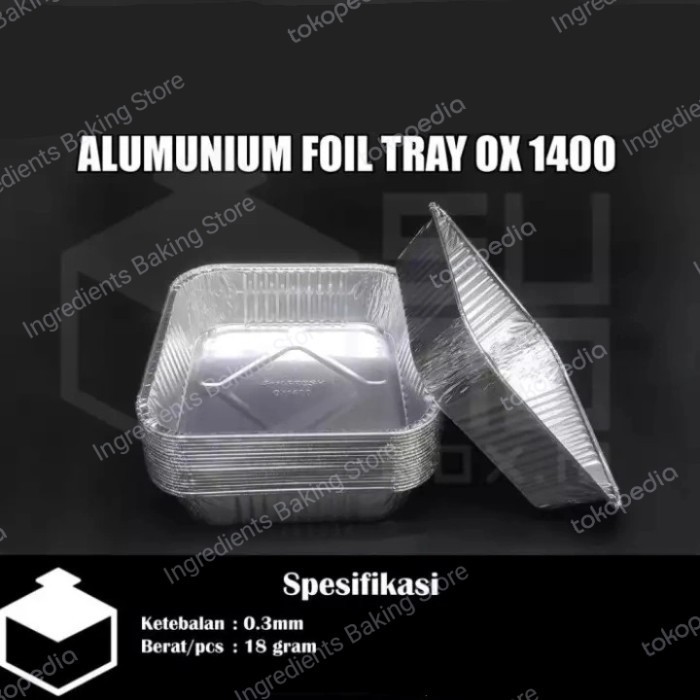

Adlian Alumunium Foil Ox-1400 Foil Ox-1400 Tray Loyang Tanpa Tutup/Pc