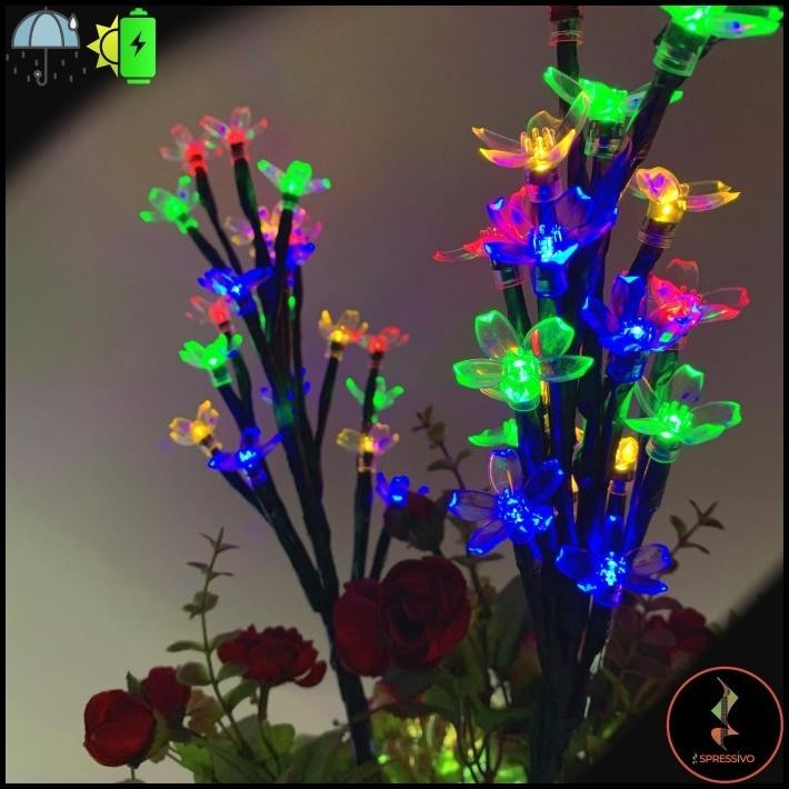 LAMPU HIAS LED TAMAN TENAGA SURYA RANGKAIAN BUNGA RGB DEKORASI OUTDOOR