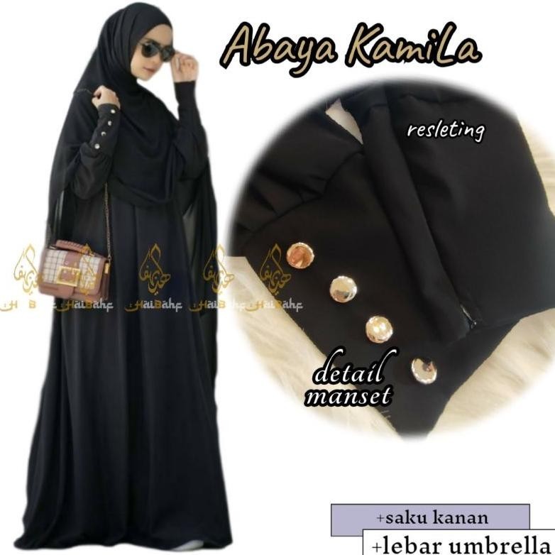 Gamis Abaya Remaja Basic Hitam Remaja Maxi Dress Busui Frndly Bahan Jetblack Pekat Gamis Abaya Remaj