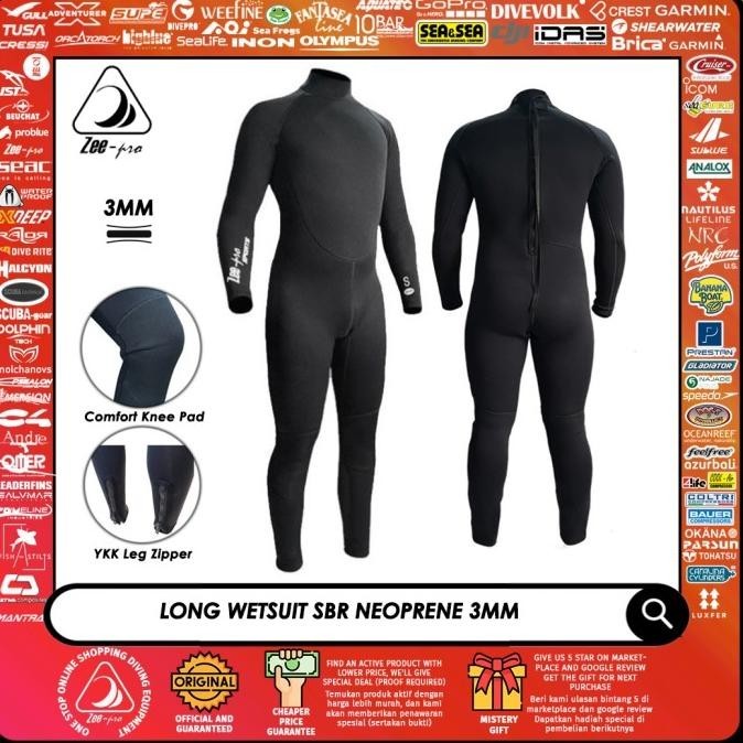 TERMURAH - Long Wetsuit Scuba Diving Zeepro Sport SBR Neoprene 3mm Baju Selam