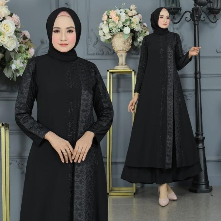 Gamis Abaya Remaja Tuey Bordir Wag Hitam Senada Gamis Abaya Remaja