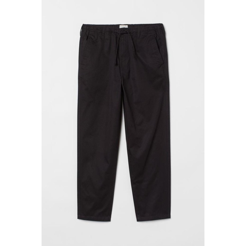 Celana Jeans Kulot H&M Relaxed Fit Tapered Trouser - Black