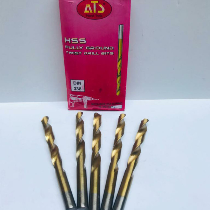 'Mata Bor Besi Ats 13Mm - Bor Kuning Hss Tin Twist Drill 13 Mm Star