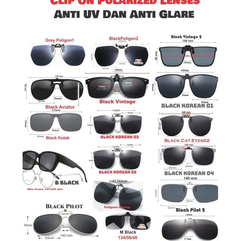 Kacamata Clip ons/Klip on Polarized Flip up