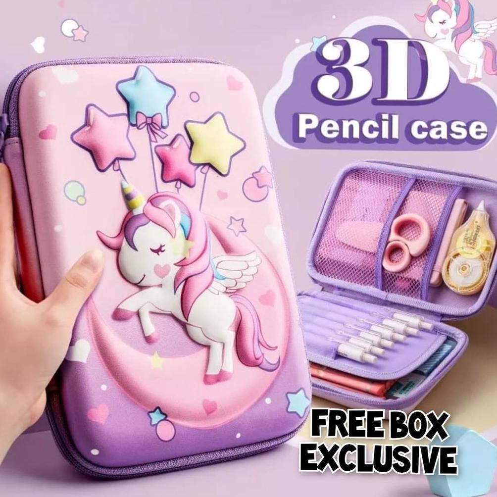 

Kotak pensil 3D EVA Kapasitas Besar Tahan Air Free Box Exclusive Tempat Pensil Unicorn Timbul 6D Wangi Perlengkapan Sekolah Hadiah Alat tulis Anak Premium Import