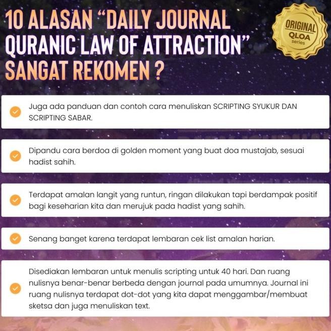 

Buku Daily Journal Quranic Law Of Attraction | Notebook Original Baktioktavianiseller
