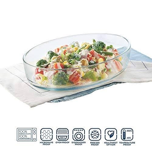 Baking Tray Oval 1.6LT Pan Piring Mangkok Kaca Oval Saji Sayur Lauk Seving Dish - 1.6L