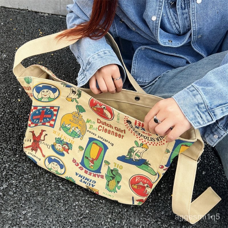 Crossbody Bag for Women/Tas Selempang Cewek/Sling Bag Wanita/Tas Bahu Wanita Kanvas Lukis Graffiti V
