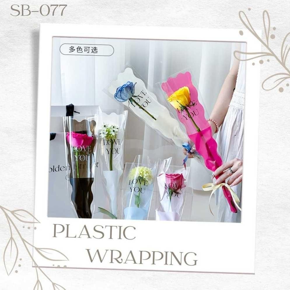 

[5 LEMBAR] SB077 - PLASTIK SINGLE PEMBUNGKUS SETANGKAI BUNGA FLOWER WRAPPING CLEAR CELLOPHANE WATERPROOF FLORIST