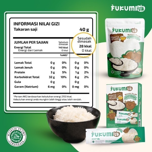 

Fukumi Beras Porang 1 kg Pouch Original Beras Fukumi - Beras Sehat K01