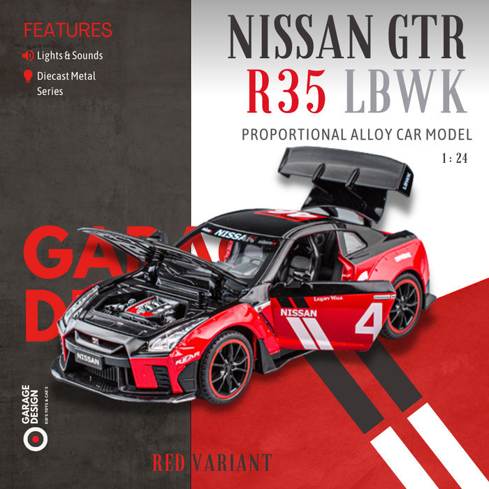 Diecast Niatur Mobil Nissan Gtr R35 Lbwk 1:24 - Liberty Walk 1/24