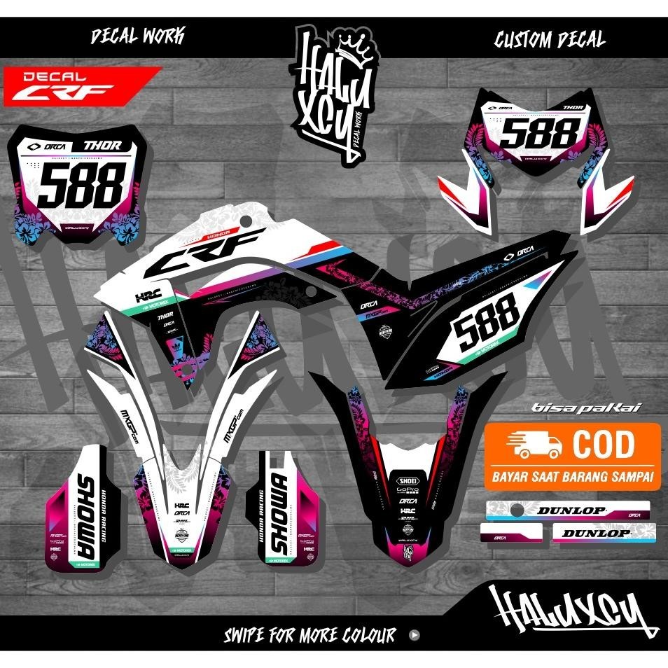 DECAL CRF 150 L SUPER GLOSY FULL BODY MOTIF FLOWER  - DECAL HONDA CRF 150 L FULL BODY HALUXCY