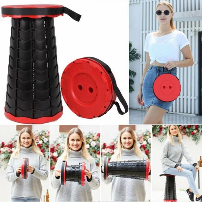 Ready Stok - Kursi Lipat Bulat Portable Bangku Lipat Outdoor Kursi Pancing Plastik