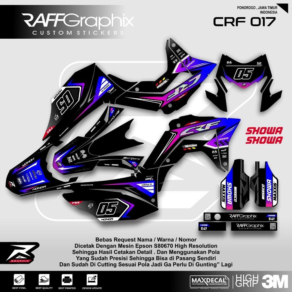 STICKER CRF 150 FULL BODY / DECAL CRF 150 FULL BODY / DECAL CRF BIRU /MERAH HITAM