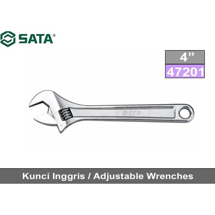 Kunci Inggris 4 Inch 47201 Adjustable Wrench SATA TOOLS