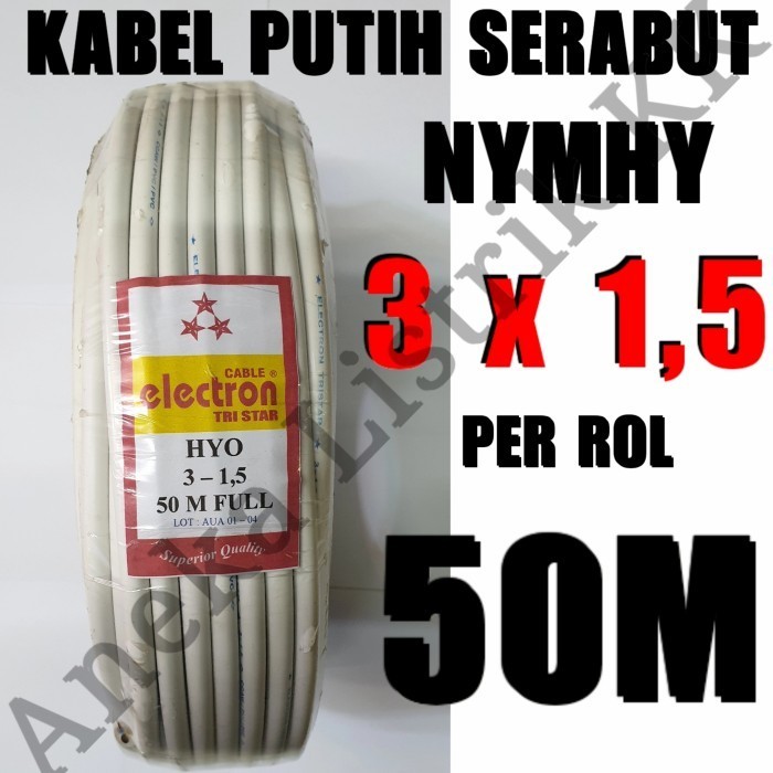 Electron Kabel Putih Serabut Nymhy 3 X 1,5 Rol 50M Nym Hy 3X1,5 3X1.5