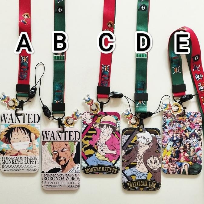 

One Piece Anime ID Card Holder Lanyard 1 Luffy Zoro Law Name Tag